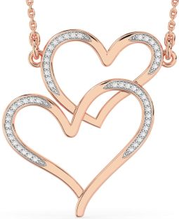 Large Diamond Rose Gold Heart Necklace