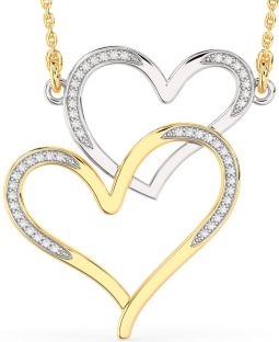 Large Diamond Platinum & Yellow Gold Heart Necklace