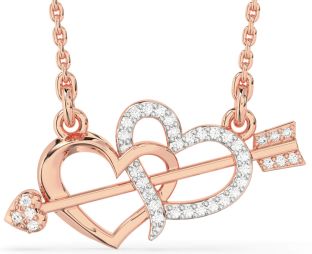 Large Diamond Rose Gold Heart Necklace