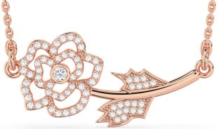 Large Diamond Rose Gold Flower Necklace