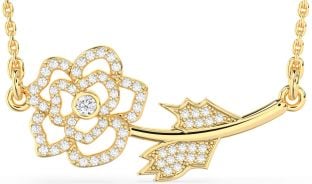 Large Diamond Gold Flower Necklace