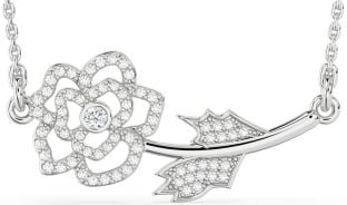 Large Diamond Platinum Flower Necklace