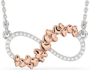 Large Diamond White Rose Gold Infinity Heart Necklace