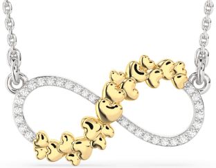 Large Diamond Silver & 10K gold Infinity Heart Necklace