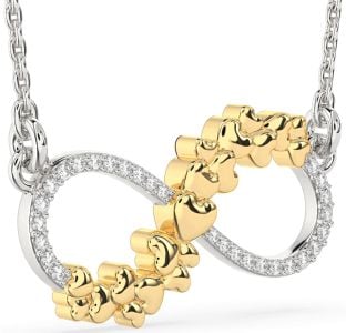 Large Diamond Silver & 10K gold Infinity Heart Necklace