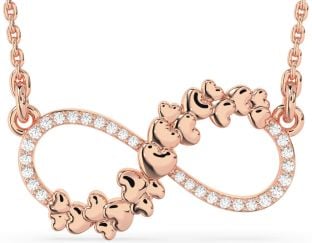 Large Diamond Rose Gold Silver Infinity Heart Necklace
