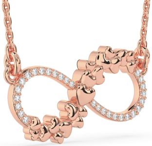 Large Diamond Rose Gold Infinity Heart Necklace