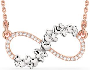 Large Diamond Rose Gold Silver Infinity Heart Necklace