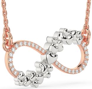 Large Diamond White Rose Gold Infinity Heart Necklace