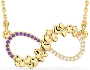 Large Diamond & Amethyst Gold Silver Infinity Heart Necklace