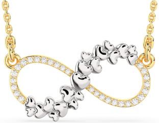 Large Diamond Gold Silver Infinity Heart Necklace