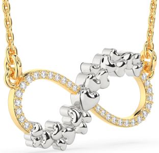 Large Diamond White Yellow Gold Infinity Heart Necklace