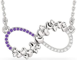 Large Diamond & Amethyst Platinum Infinity Heart Necklace