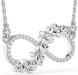 Large Diamond White Gold Infinity Heart Necklace
