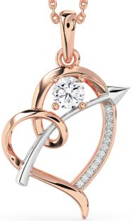 Diamond White Rose Gold Heart Necklace