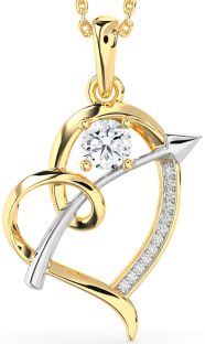 Diamond Gold Silver Heart Necklace