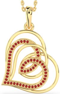 Ruby Gold Silver Heart Necklace