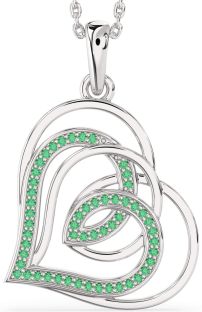 Emerald Silver Heart Necklace