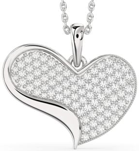Large Diamond White Gold Heart Necklace