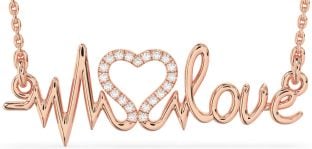 Large Diamond Rose Gold Heart Necklace