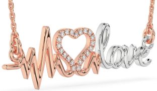 Large Diamond Platinum & Rose Gold Heart Necklace