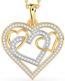 Diamond Platinum & Yellow Gold Heart Necklace