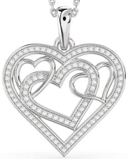 Diamond Silver Heart Necklace