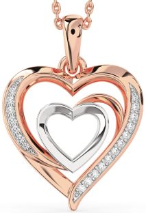 Diamond White Rose Gold Heart Necklace