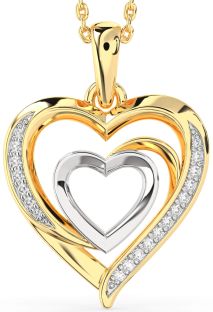 Diamond White Yellow Gold Heart Necklace