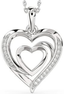 Diamond Silver Heart Necklace