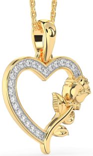 Diamond Gold Heart Flower Necklace