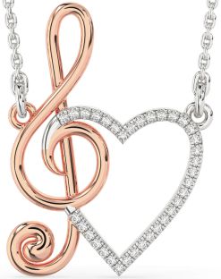 Diamond White Rose Gold Heart Necklace