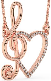 Diamond Rose Gold Heart Necklace