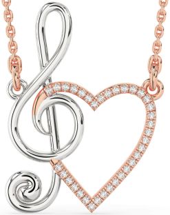 Diamond Platinum & Rose Gold Heart Necklace