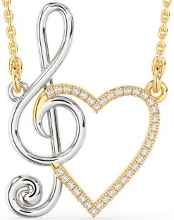 Diamond Platinum & Yellow Gold Heart Necklace