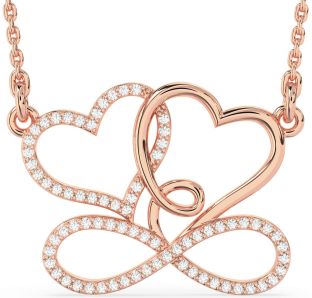 Large Diamond Rose Gold Silver Heart Infinity Necklace