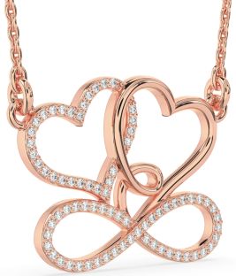 Large Diamond Rose Gold Heart Infinity Necklace