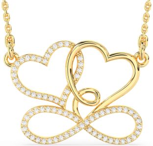Large Diamond Gold Heart Infinity Necklace