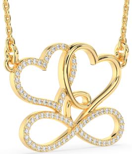 Large Diamond Gold Heart Infinity Necklace