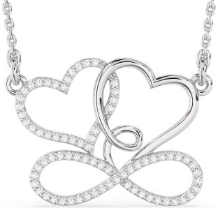 Large Diamond Silver Heart Infinity Necklace
