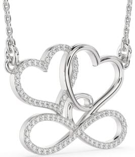 Large Diamond White Gold Heart Infinity Necklace