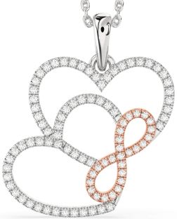 Diamond White Rose Gold Heart Infinity Necklace