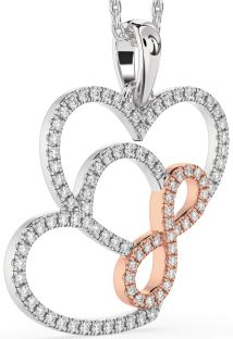 Diamond Silver & 10K Rose Gold Heart Infinity Necklace
