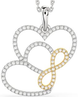Diamond Silver & 10K gold Heart Infinity Necklace