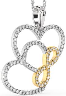 Diamond Silver & 10K gold Heart Infinity Necklace
