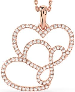 Diamond Rose Gold Silver Heart Infinity Necklace