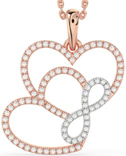 Diamond Platinum & Rose Gold Heart Infinity Necklace