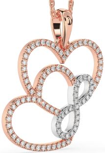 Diamond White Rose Gold Heart Infinity Necklace