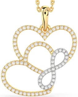 Diamond White Yellow Gold Heart Infinity Necklace