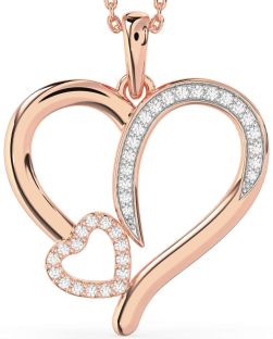 Large Diamond Rose Gold Heart Necklace